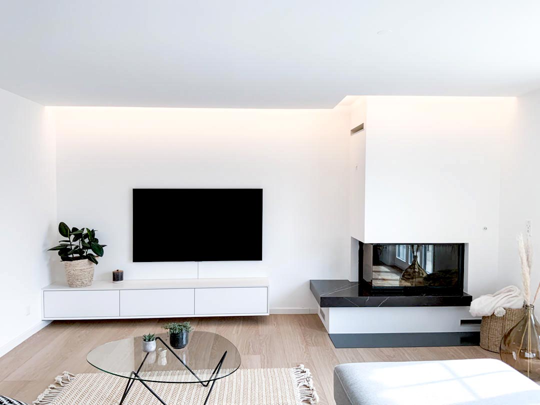 Plafond chauffant invisible après travaux dans un salon